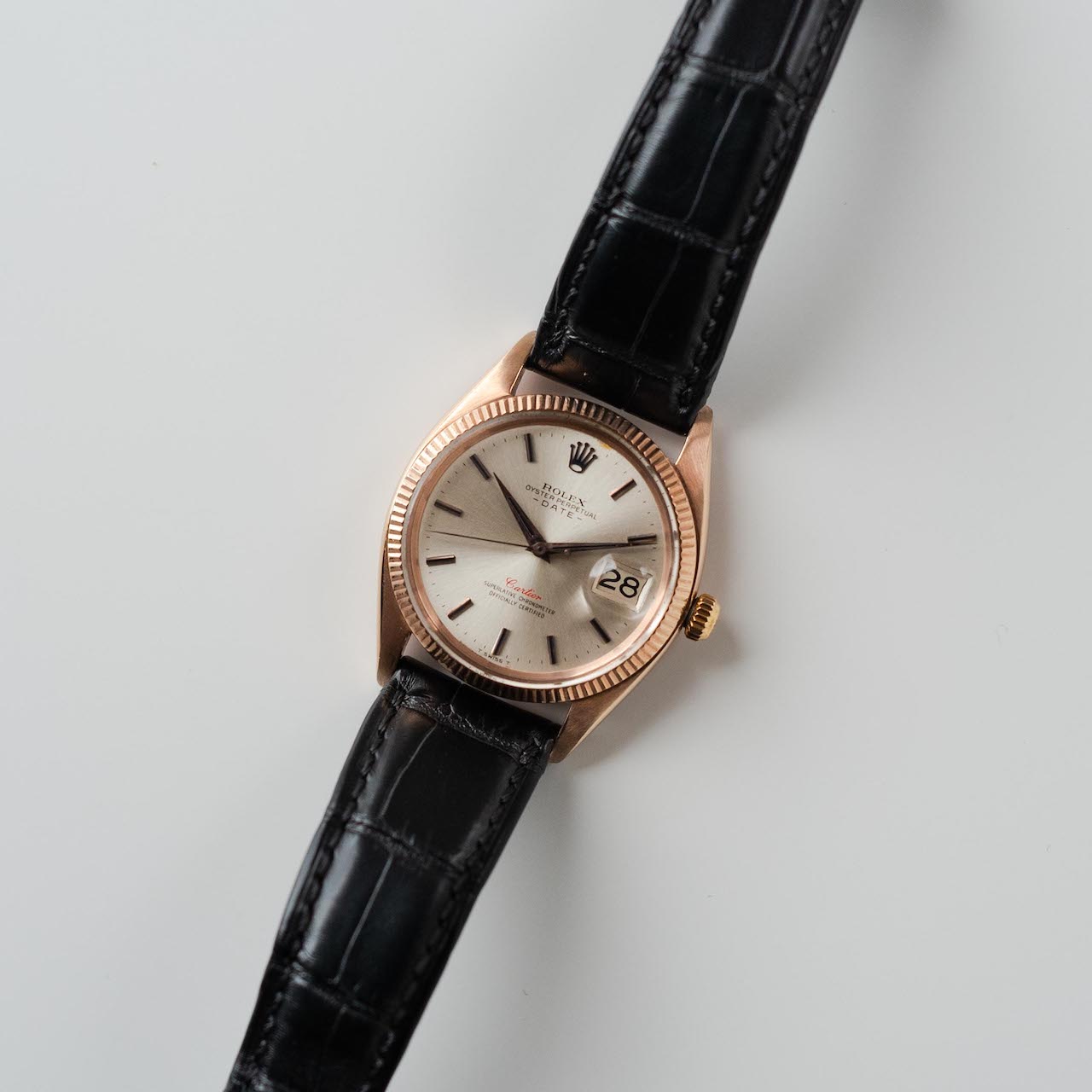 ROLEX "Cartier" Oyster Perpetual Date PG Ref.1503 1960y with Archive Paper