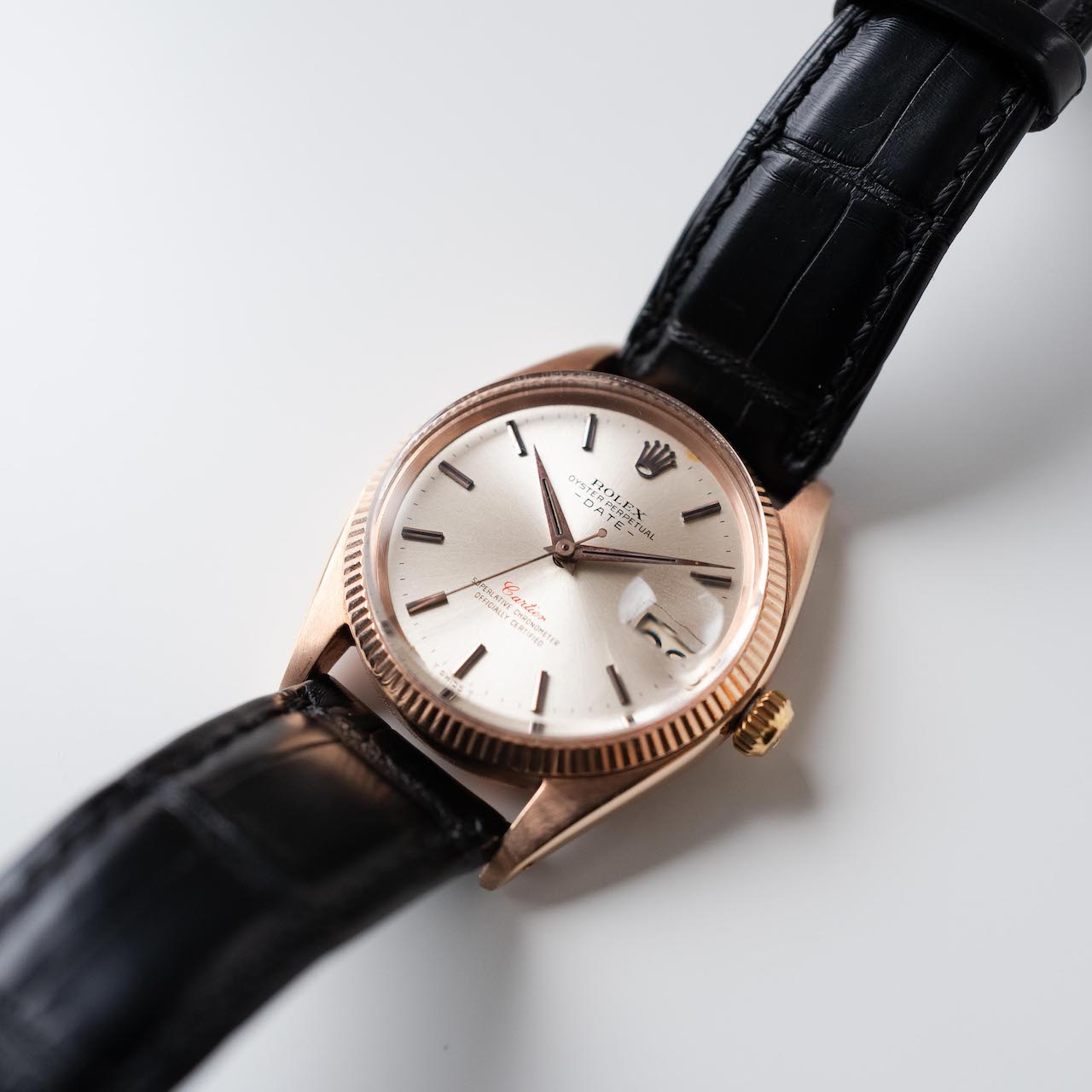 ROLEX "Cartier" Oyster Perpetual Date PG Ref.1503 1960y with Archive Paper - 画像 (4)