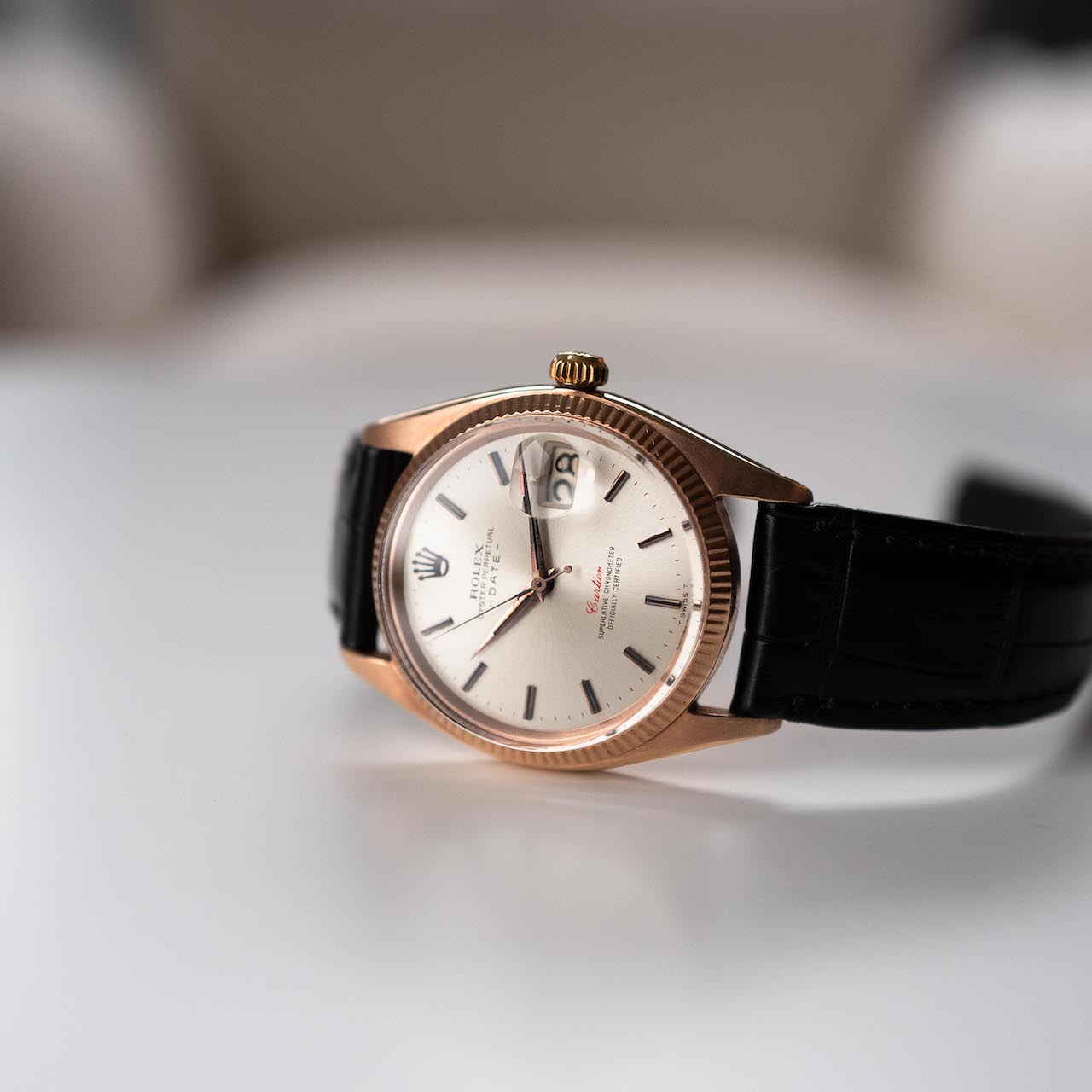 ROLEX "Cartier" Oyster Perpetual Date PG Ref.1503 1960y with Archive Paper - 画像 (3)