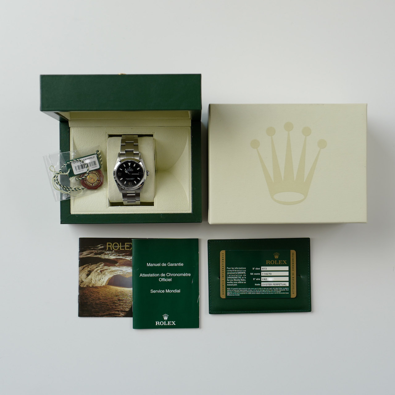 ロレックス/エクスプローラー1/ブラックアウトダイヤル/未研磨フルセット/ROLEX EXPLORER1 Ref.114270V "Black Out" 2009y FULL SET MINT - 画像 (2)