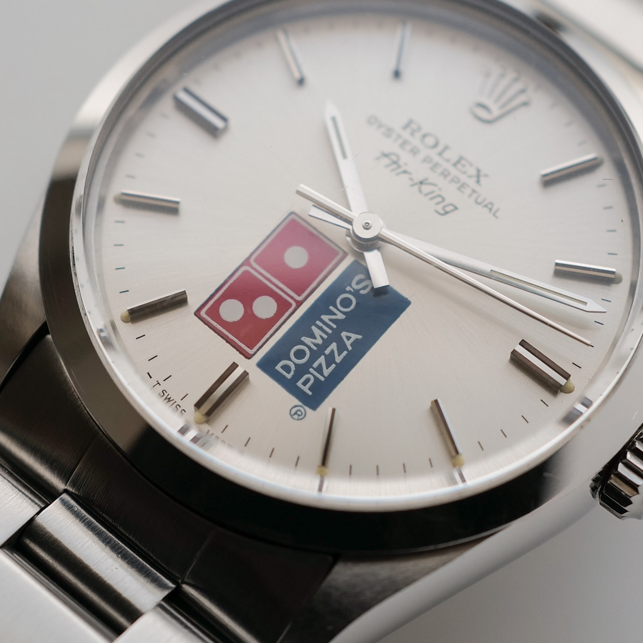 ロレックス/エアキング5500ドミノピザR番/Wネーム/ROLEX AIR-KING Ref.5500 R "DOMINO'S" Silver Dial 1988y - 画像 (2)