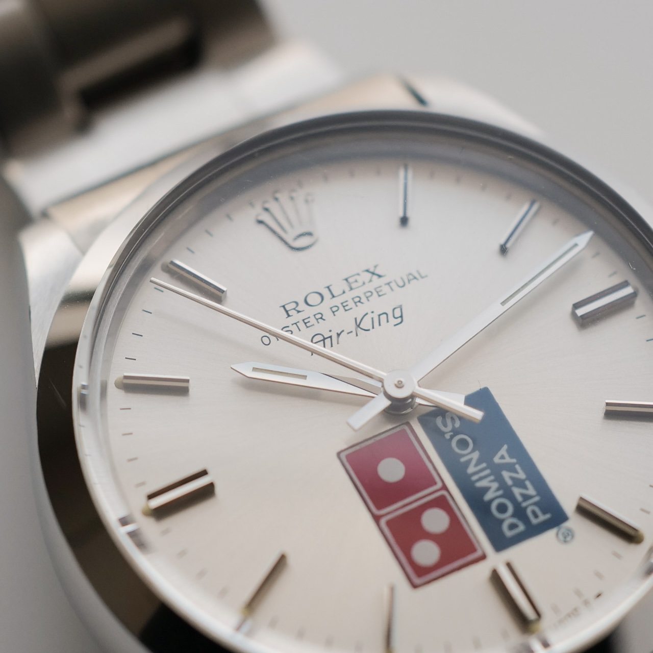 ロレックス/エアキング5500ドミノピザR番/Wネーム/ROLEX AIR-KING Ref.5500 R "DOMINO'S" Silver Dial 1988y - 画像 (3)