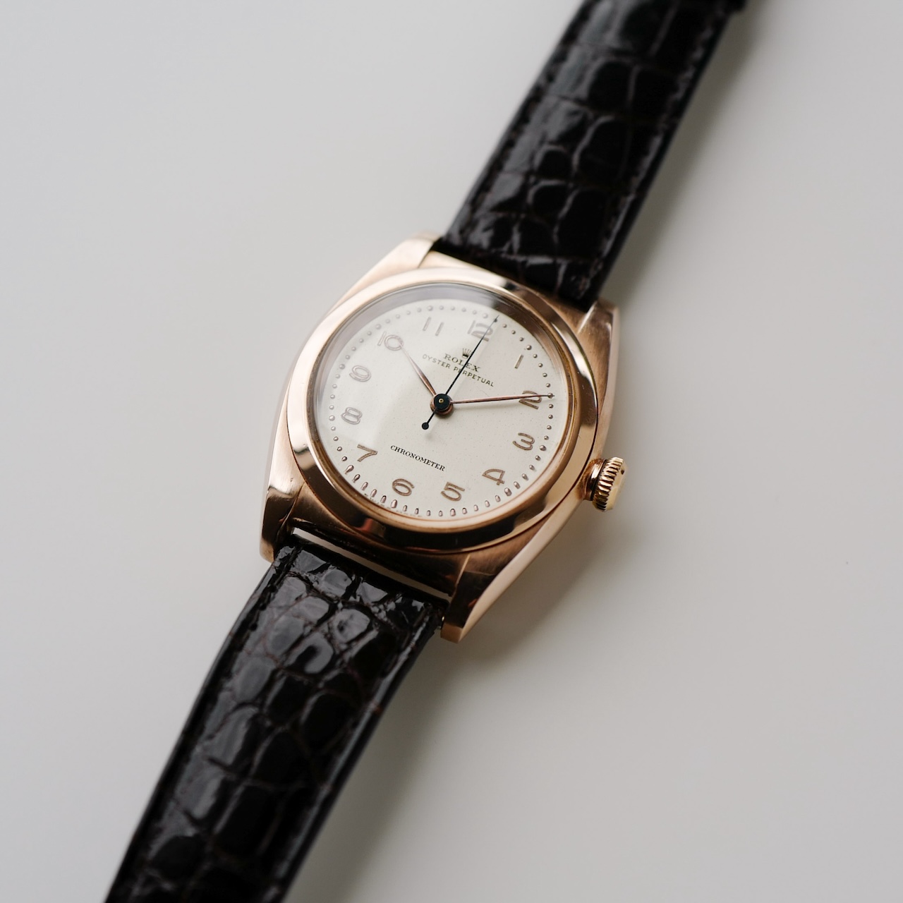 ロレックス/バブルバック/14Kピンクゴールド/Ref.3131/ROLEX OYSTER PERPETUAL Ref. 3131 "Bubble Back" 14K Pink Gold 1946
