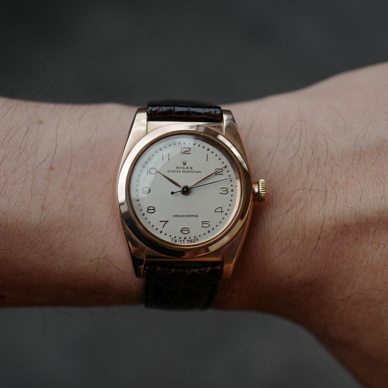 ロレックス/バブルバック/14Kピンクゴールド/Ref.3131/ROLEX OYSTER PERPETUAL Ref. 3131 "Bubble Back" 14K Pink Gold 1946 - 画像 (2)