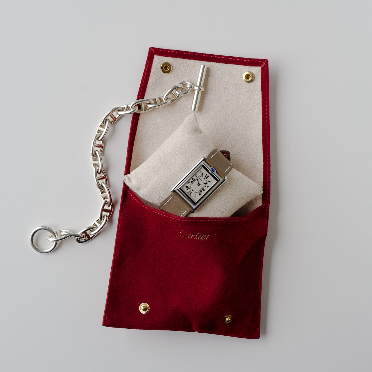 カルティエ/タンクバスキュラントLM/ホワイトローマンギョーシェダイヤル/手巻き/フレデリックピゲ/CARTIER TANK BASCULANTE White Roman Guilloche Dial / Hand Winding / SS 2001 - 画像 (3)