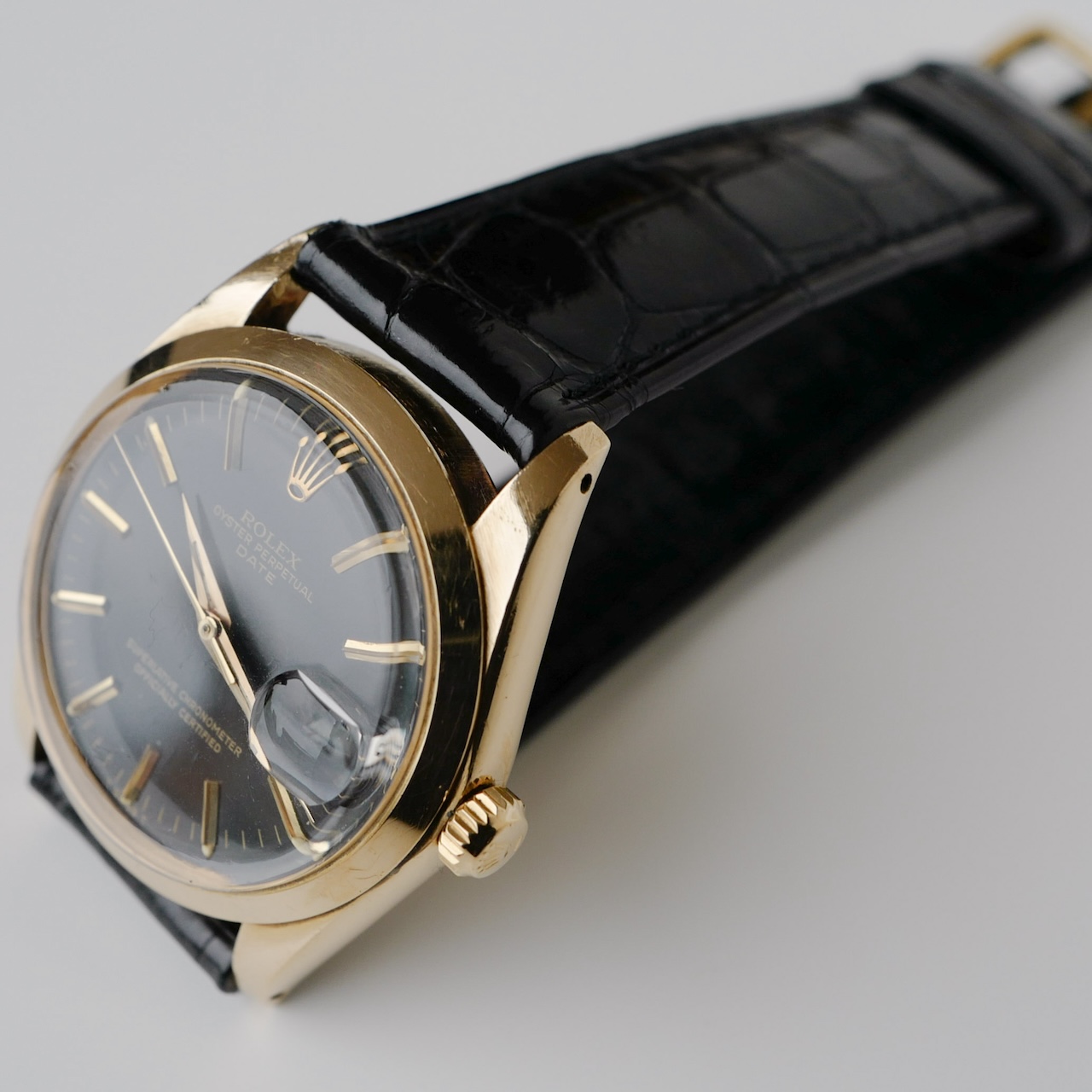 ロレックス/オイスターパーペチュアルデイト1500/8/ミラーダイヤル/18KYG/国際保証書つき/ROLEX OYSTER PERPETUAL DATE Ref.1500/8"GILT DIAL" 18KYG 1966y with Paper - 画像 (5)