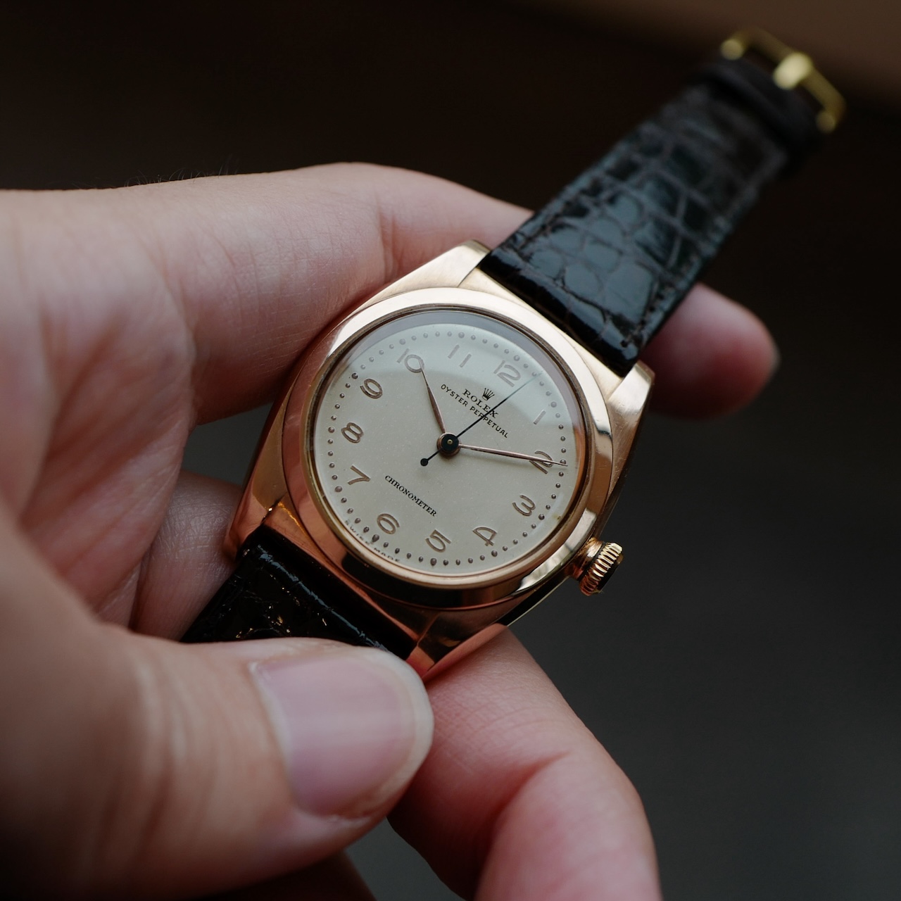 ロレックス/バブルバック/14Kピンクゴールド/Ref.3131/ROLEX OYSTER PERPETUAL Ref. 3131 "Bubble Back" 14K Pink Gold 1946 - 画像 (3)