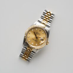 ロレックス/デイトジャスト16233G/18KYG/10Pダイヤモンド/保証書付きフルセット/ROLEX DATE-JUST Ref.16233G "10P Diamond" 18KYG 1997-98 Full Set