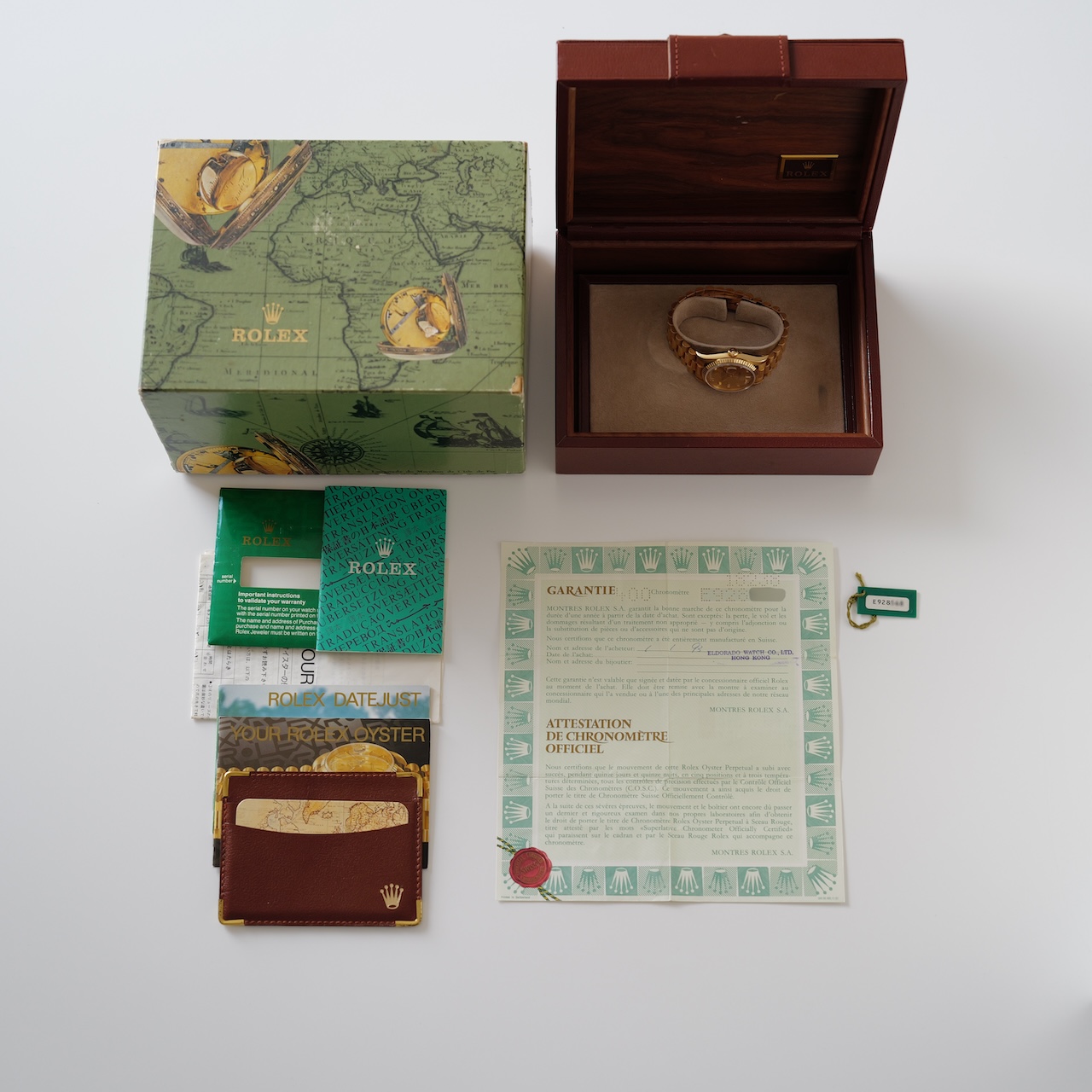 ロレックス/デイデイト18238A/E番/10Pダイヤモンド/シャンパンダイヤル/18Kイエローゴールド/裏蓋シール/保証書付きフルセット/ROLEX DAY-DATE Ref.18238A "Baguette Diamond" Champagne Dial 18KYG 1990 Full Set - 画像 (2)