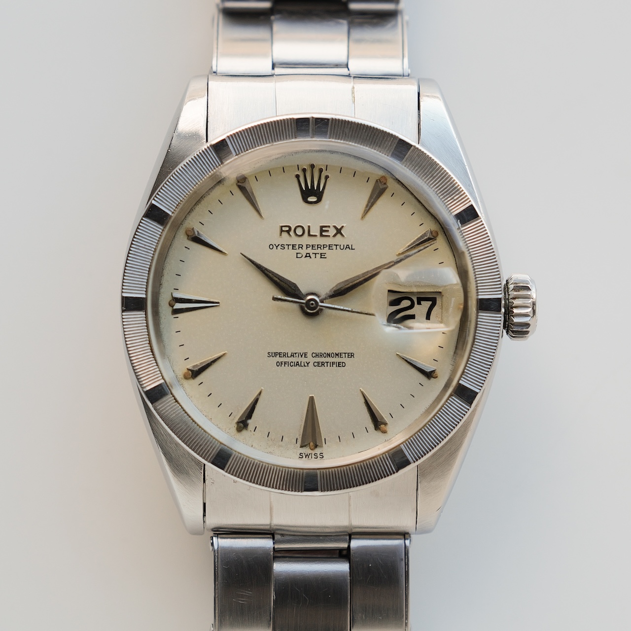 ロレックス/オイスター・パーペチュアル・デイト1501/エンジンターンドベゼル/保証書/元箱付き/ROLEX/OYSTER PERPETUAL DATE/Ref.1501/Engine Turned Bezel/1961/Box and Paper - 画像 (4)