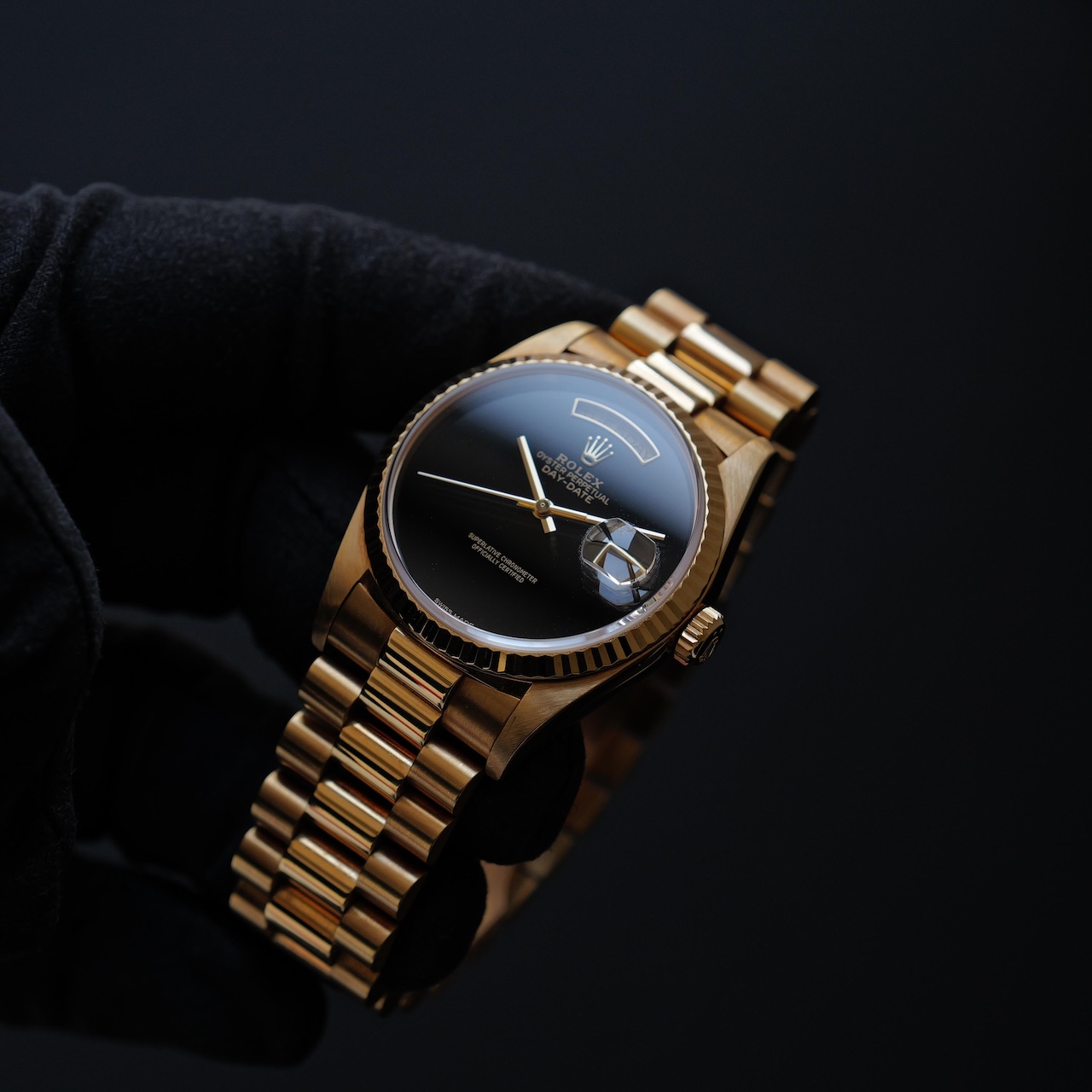 ロレックス/デイデイト18238/18KYG/オニキスダイヤル/日ロレOH保証書/ROLEX DAY-DATE Ref.18238 18KYG "ONYX" ROLEX OH SERVICE CARD 1993y - 画像 (3)