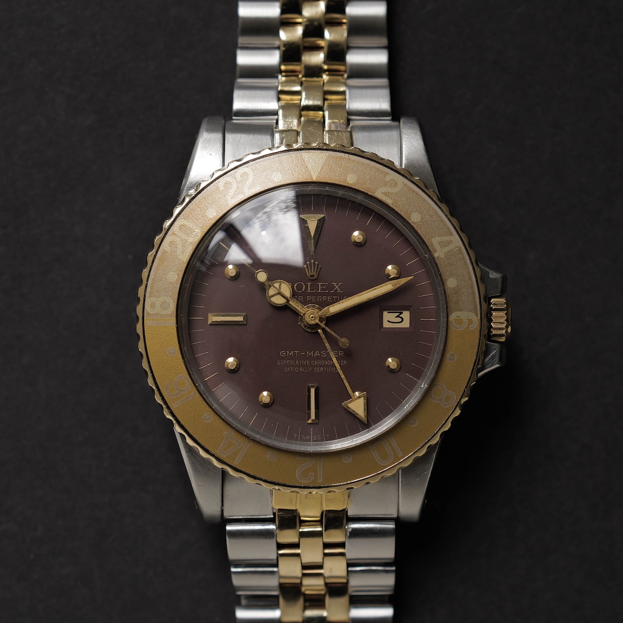ロレックス/GMTマスター1675/3/茶つぼ/フジツボダイヤル/ゴーストベゼル/ROLEX GMT-MASTER 1675/3 "BROWN NIPPLE" GOHST BEZEL 18KYG 1972y - 画像 (4)
