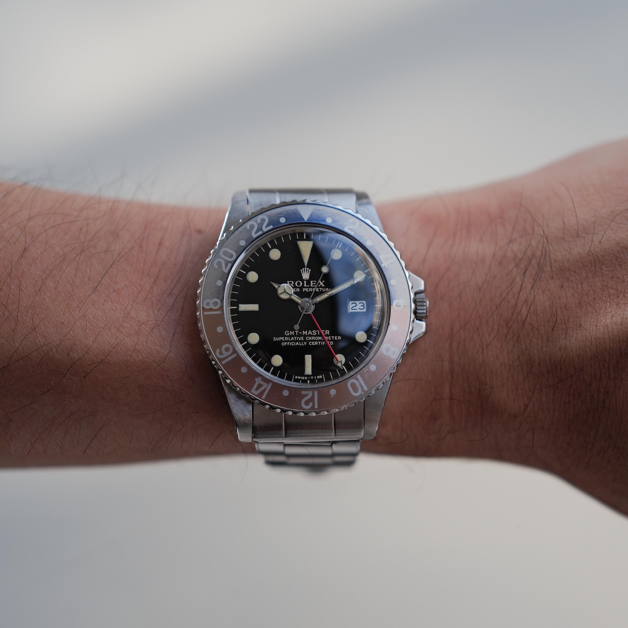 ロレックス/GMTマスター1675/後期ミラーダイヤル/マーク1ベゼル/ROLEX GMT-MASTER REF.1675 "GILT DIAL" Mk.1 Bezel 1966y-67y - 画像 (2)